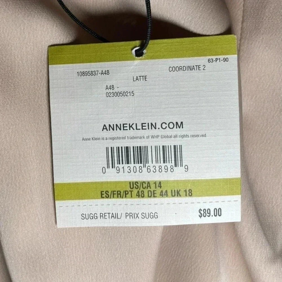 Anne Klein beige high rise wide leg pants sz 14 - Picture 3 of 5